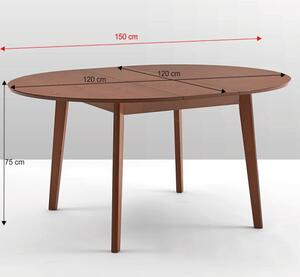 Jídelní stůl, rozkládací, buk merlot, průměr 120 cm, ALTON