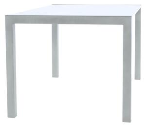 Jídelní stůl, rozkládací, MDF / kov, bílá extra vysoký lesk HG / stříbrná, DARO
