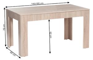 Jídelní stůl, rozkládací, dub sonoma, 140-180x80 cm, ADMIRAL