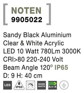 NOVA LUCE venkovní sloupkové svítidlo NOTEN černý hliník čirý a bílý akryl LED 8W 3000K 220-240V IP65 120st. IP65 9905022