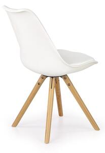 Halmar Bílá jídelní židle K201 s masivními bukovými nohami