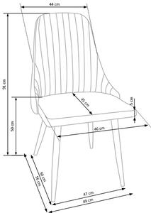 Halmar Čalouněná světle šedá jídelní židle K285 s ocelovým podnožím