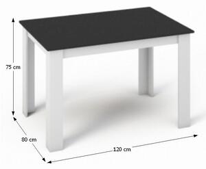Jídelní stůl, bílá / černá, 120x80, KRAZ, 120 x 80 cm, , dřevotříska