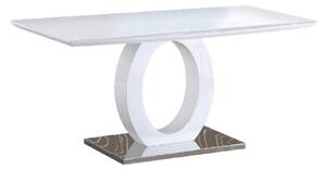 Jídelní stůl, bílá vysoký lesk / ocel, 150x80 cm, ZARNI