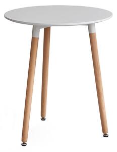 TEMPO Jídelní stůl, bílá/buk, průměr 60 cm, průměr 60 cm, ELCAN