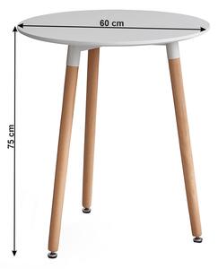 Jídelní stůl, bílá/buk, průměr 60 cm, průměr 60 cm, ELCAN
