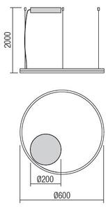 Redo 01-1710-TRIAC Orbit direct, závěsné kruhové svítidlo, 50W LED 2700/3000K stmívatelné TRIAC, bílá, prům. 60cm