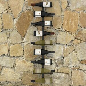 Nástěnný stojan na víno na 9 lahví - železný | černý