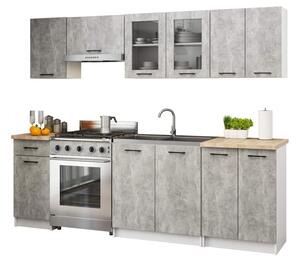 Kuchyňská sestava OLIVIA 2,4m Beton / Dub Sonoma