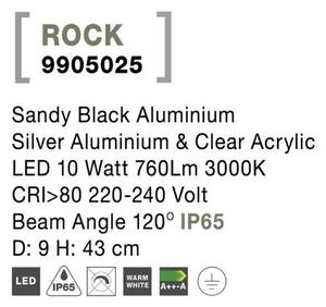 NOVA LUCE venkovní sloupkové svítidlo ROCK černý hliník stříbrný hliník a čirý akryl LED 8W 3000K 220-240V 120st. IP65 9905025