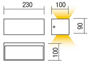 Redo 90154 Lampris, antracitové nástěnné venkovní svítidlo LED 12W 3000K, délka 23cm, IP65