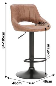 Barová židle, hnědá látka s efektem broušené kůže, LORASA