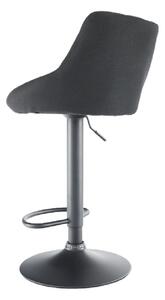 Otočná barová židle čalouněná černá látka podnož kovová černá TK3182