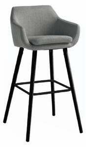 Barová židle TAHIRA, šedohnědá látka / černá