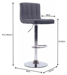 Barová židle HILDA — látka/chrom, šedá