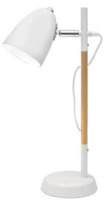 Nova Luce Stolní lampa ALINA bílá kov a přírodní Dřevo E27 1x12W