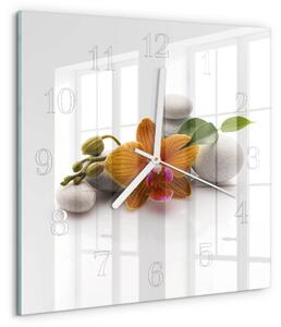 Skleněné hodiny Orchidej zskb-30x30-00059078