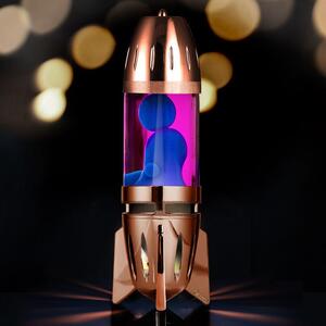 Mathmos Fireflow R1 Copper, originální lávová lampa měděná s růžovou tekutinou a modrou lávou, pro čajovou svíčku, výška 24cm