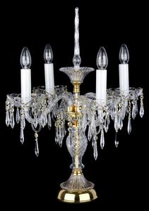 DBK GLASS Elegantní křišťálová stolní lampa se 4 rameny a skleněným hrotem (skleněný rampouch) SE-0500-4-S