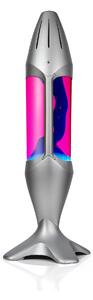 Mathmos iO Giant Silver, originální lávová lampa, matně černá s růžovou tekutinou a tyrkysovou lávou, výška 78cm