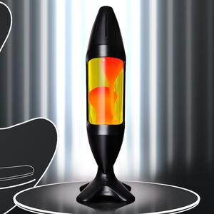 Mathmos iO Giant Black, originální lávová lampa, matně černá se žlutou tekutinou a oranžovou lávou, výška 78cm