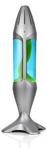 Mathmos iO Giant Silver, originální lávová lampa, matně černá s modrou tekutinou a zelenou lávou, výška 78cm