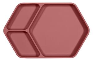 Červený silikonový dětský talíř Kindsgut Squared, 25 x 16 cm