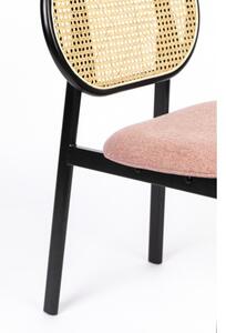 Zuiver Jídelní židle čalouněná SPIKE ZUIVER, růžová s ratanovým opěradlem 1100470