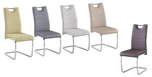 Jídelní židle, béžová látka, světlé šití / chrom, ABIRA NEW, chrom, barva: béžová