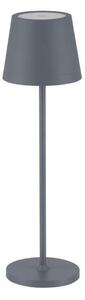 NOVA LUCE venkovní stolní lampa SEINA šedý hliník a akryl LED 2W 2700K 5V DC IP54 vypínač na těle nabíjecí s PG základnou nebo USB C kabelem 9223404