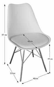 Židle, bílá / chrom, TAMORA, 48 x 57 x 85 cm,, Bíla, kov