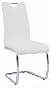 TEMPO Jídelní židle, bílá ekokůže, světlé šití / chrom, ABIRA NEW
