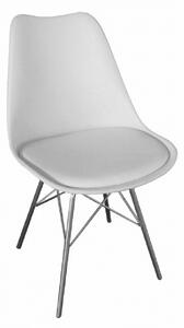 Jídelní židle v bílé barvě s čalouněným sedákem s kovovou konstrukcí TK3040
