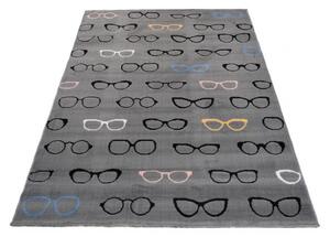 Kusový koberec PP Brýle šedý 120x170cm