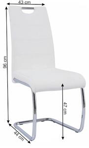 TEMPO Jídelní židle, bílá ekokůže, světlé šití / chrom, ABIRA NEW