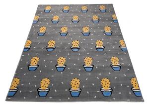 Dětský kusový koberec PP Kaktusy šedý 2 120x170cm