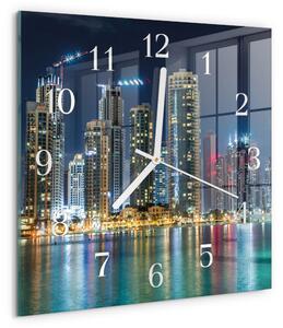 Skleněné hodiny Noc ve městě zskb-30x30-00085133