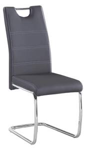 Jídelní židle, ekokůže tmavě šedá, světlé šití / chrom, ABIRA NEW