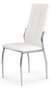Halmar Bílá jídelní židle K209 z eko kůže s podnožím z chromované oceli