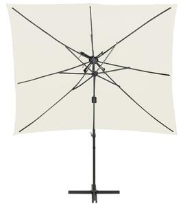 Boční zahradní slunečník s dvojitou stříškou pískový 250x250 cm