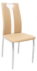 Židle, béžová / bílá ekokůže + chrom nohy, SIGNA, ekokůže, barva: béžová