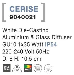 NOVA LUCE venkovní stropní svítidlo CERISE bílý litý hliník a skleněný difuzor GU10 1x7W IP54 220-240V bez žárovky 9040021