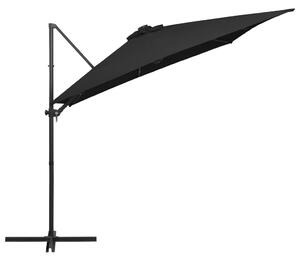 Konzolový slunečník Laoch s LED světly - ocelová tyč - 250x250 cm | černý