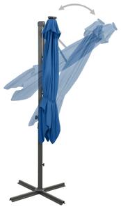 Konzolový slunečník Bllas s tyčí a LED světly - 250 cm | azurový