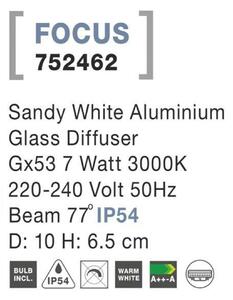 NOVA LUCE venkovní stropní svítidlo FOCUS bílý hliník skleněný difuzor LED GX53 7W 3000K 220-240V 77st. IP54 752462