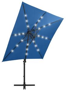 Konzolový slunečník Bllas s tyčí a LED světly - 250 cm | azurový
