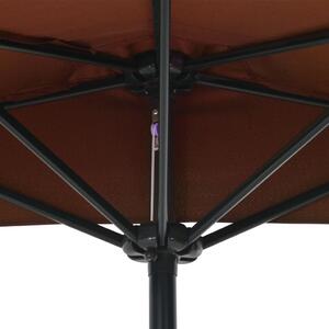 Slunečník na balkon - hliníková tyč - půlkruh - 270x135x245cm | cihlový