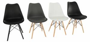 Jídelní židle KEMAL plast, dřevo, kov a ekokůže černá, VÝPRODEJ
