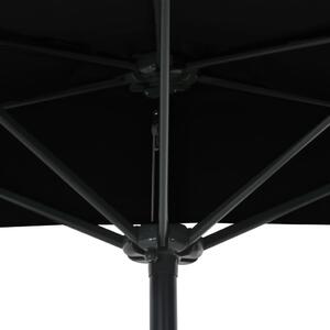 Slunečník na balkon - hliníková tyč - půlkruh - 270x135x245 cm | černý