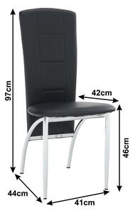 Židle, černá ekokůže / chrom, FINA
